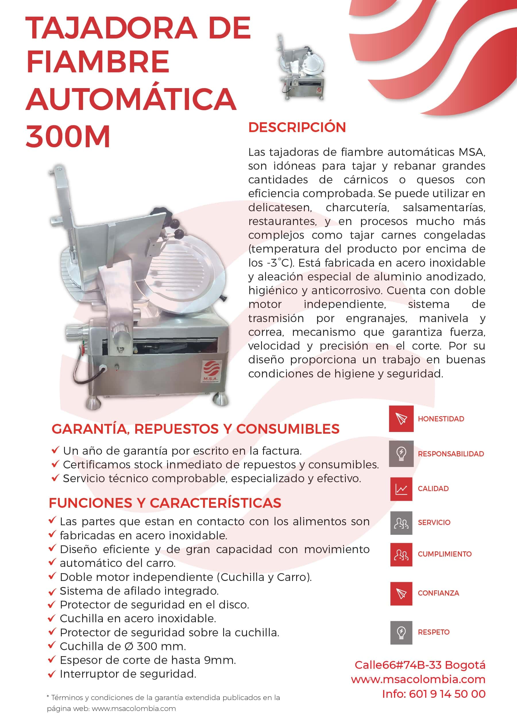 Tajadora de fiambre automática de 300mm para carnes y embutidos.